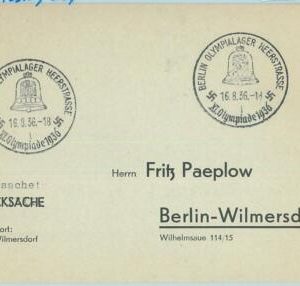 68174 - GERMANY - POSTAL HISTORY - CARD - 16.8.1936 Olympic postmark: BERLIN i