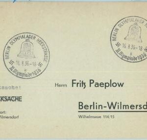 68175 - GERMANY - POSTAL HISTORY - CARD - 16.8.1936 Olympic postmark: BERLIN k