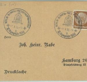 68168 - GERMANY - POSTAL HISTORY - CARD - 1.8.1936 Olympic postmark: BERLIN a