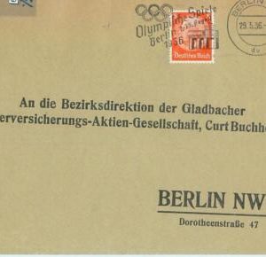 68271 - GERMANY - POSTAL HISTORY - COVER: 29.5.1936 Olympic postmark: BERLIN dv