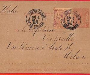 aa0984 - MONACO - Postal History - #K4a  STATIONERY LETTER CARD to Italy 1896