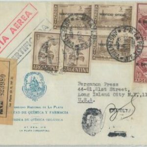 74371 - ARGENTINA - POSTAL HISTORY -  OFFICIAL stamps on REGISTERED COVER 1965