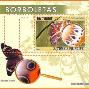 A6611 - SAO TOME & PRINCIPE, ERROR, 2008, MISSPERF SOUVENIR SHEET: Butterflies
