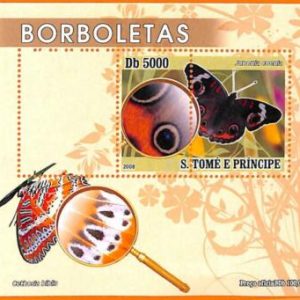 A6612 - SAO TOME & PRINCIPE, ERROR, 2008, MISSPERF SOUVENIR SHEET: Butterflies