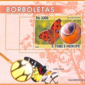 A6610 - SAO TOME & PRINCIPE, ERROR, 2008, MISSPERF SOUVENIR SHEET: Butterflies