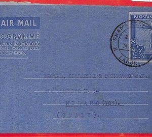 aa5144 - PAKISTAN - Postal History - STATIONERY Aerogramme KESSLER #18 to ITALY