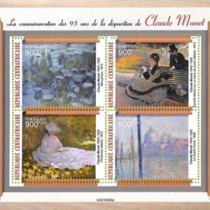 A7631 - CENTRAFRICAINE- ERROR MISPERF Stamp Sheet - 2021 - ART Claude Monet