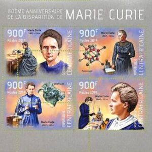 A7622a - CENTRAFRICAINE- ERROR MISPERF Stamp Sheet - 2014  MEDICINE Marie Curie
