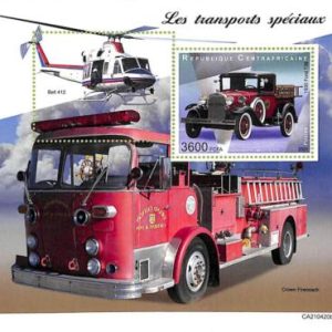 A7593- CENTRAFRICAINE- ERROR MISPERF Stamp Sheet - 202  FIREFIGHTERS Helicopters