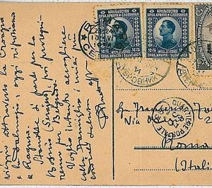 37118    YUGOSLAVIA -  POSTAL HISTORY:  POSTCARD to ITALY 1924