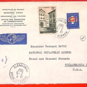 aa1000 - MONACO - Postal History - AIRMAIL COVER to the USA 1957
