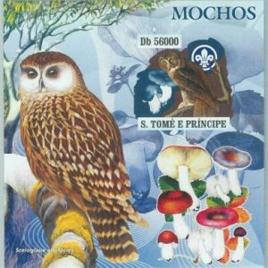 M1576 - S TOME & PRINCIPE, ERROR, IMPERF SHEET: Mushrooms, Owls, Boy Scouts