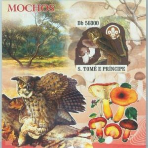M1575 - S TOME & PRINCIPE, ERROR, IMPERF SHEET: Mushrooms, Owls, Boy Scouts