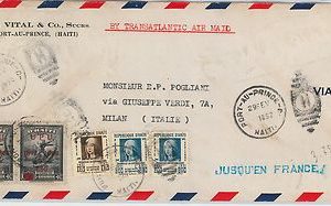 61276 -  HAITI - POSTAL HISTORY -  TRANSATLANTIC MAIL  COVER  to ITALY 1952