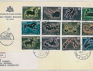 SAN MARINO postal history FDC COVER - ZODIAC 1970 - LIONS  FISH  ARCHERY