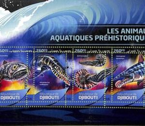 A7706 - DJIBOUTI- ERROR MISPERF Stamp Sheet - 2016  Prehistoric  Marine life
