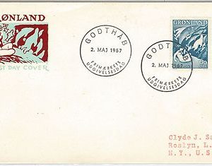 POLAR Arctic - FDC  COVER : GREENLAND  1957 -- BEARS Seals WHALES