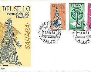 SPAIN: SAHARA -  POSTAL HISTORY - FDC COVER 1968 : Stamp Day - BIRDS DOVES