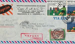 61276 -  HONDURAS - POSTAL HISTORY -  COVER to ITALY -   1980 FOOTBALL Calcio