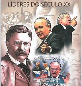MOZAMBIQUE - ERROR, 2011 MISSPERF SHEET: Roosevelt, Gorbachev, Pope John Paul II