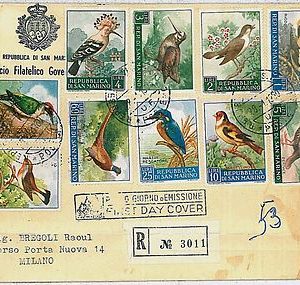 BIRDS - POSTAL HISTORY - SAN MARINO : FDC COVER 1960 - REGISTERED