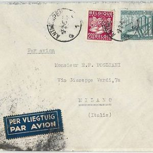 59862  -  BELGIUM  - POSTAL HISTORY: COVER to ITALY   -  FRUIT Grapes Gastronomy