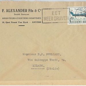 59863 - BELGIUM - POSTAL HISTORY: COVER to ITALY 1957 -  FRUIT Grapes Gastronomy