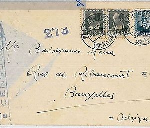 SPAIN - POSTAL HISTORY - GUERRA CIVIL Cover to BELGIUM with CENSOR MARK and TAPE