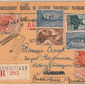 Afrique équatoriale française -  POSTAL HISTORY - COVER to Guadeloupe ! 1952