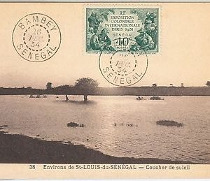 SENEGAL -  POSTAL HISTORY:  COLONIAL EXPO stamp on POSTCARD: BAMBEY 1934