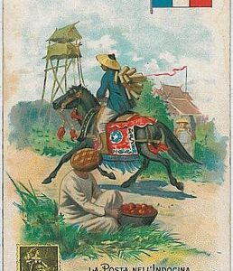 vintage ARTIST DRAWN postcard - POST ARROUND THE WORLD:   French Indochina