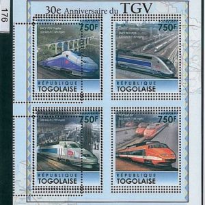 TOGO - ERROR, 2011 MISSPERF SHEET: 30 Anniv. of TGV, High Speed Trains, France