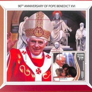 A4797 - SIERRA LEONA - ERROR MISPERF, Hoja de recuerdo: 2017, Papa Benedicto XVI