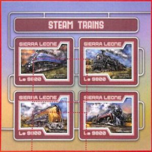 A4757 - SIERRA LEONE - ERROR MISPERF Miniatura s: 2017 Locomotoras a vapor,...