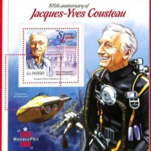 A4542 - SIERRA LEONE - FEHLER MISPERF: 2015, Jacques Cousteau, Meereslebewesen