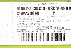 C1599- Vecchio BIGLIETTO PARTITA CALCIO 2012 UDINESE VS BSC YOUNG BOYS