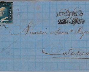ANTICHI STATI - SICILIA :  Sassone 6b su busta con annullo MESSINA - 22.01.1859