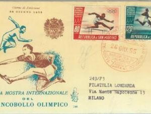 86941 - SAN MARINO - POSTAL HISTORY - FDC COVER 1955 Olympic Games ATHLETICS