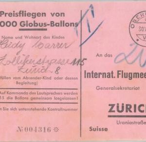 87321 - SWITZERLAND - Postal History - POSTAL CARD sent onboard BALLOON 1932