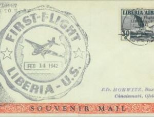 87350 - Postal History - FIRST FLIGHT:  LIBERIA / US  -- Muller  # 15 overprint