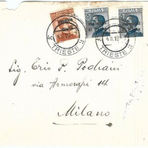 71986 - BUSTA  con affrancatura mista TRENTO TRIESTE + VENEZIA GIULIA 1919