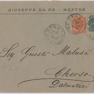 54840 - REGNO: UMBERTO I - STORIA POSTALE :  BUSTA a DALMAZIA 1901 - 25 Cent.