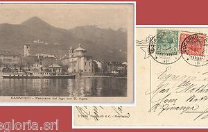 55755 -- CARTOLINA d'Epoca - LAGO MAGGIORE:  Cannobio ANNULLO NATANTE 1921