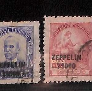 76632 -  BRAZIL  -  STAMPS  - Yvert # PA 29/30 Airmail ZEPPELIN -  USED