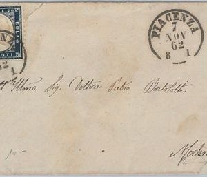 53831  - ITALIA REGNO - Storia Postale: Sassone 2  su BUSTA da PIACENZA  1862