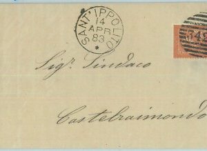 89533 - REGNO - STORIA POSTALE - Annullo NUMERALE su BUSTA - SANT'IPPOLITO 1883