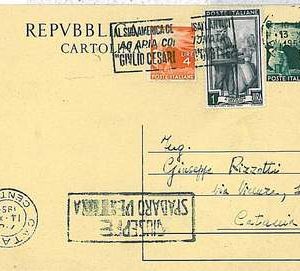 ITALIA  REPUBBLICA storia postale - LAVORO: 1 Lira su INTERO POSTALE - 1951