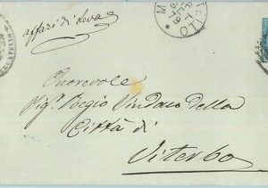 89541 - REGNO - STORIA POSTALE - Annullo NUMERALE su BUSTA - MERZATELLO Pesaro