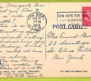 af9847 - USA - POSTAL HISTORY - Postmark on card 1954, MEDICINE Blood HEART