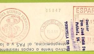 af9848 - SPAIN - POSTAL HISTORY - MECHANICAL Postmark on CUTOUT 1959 Medicine